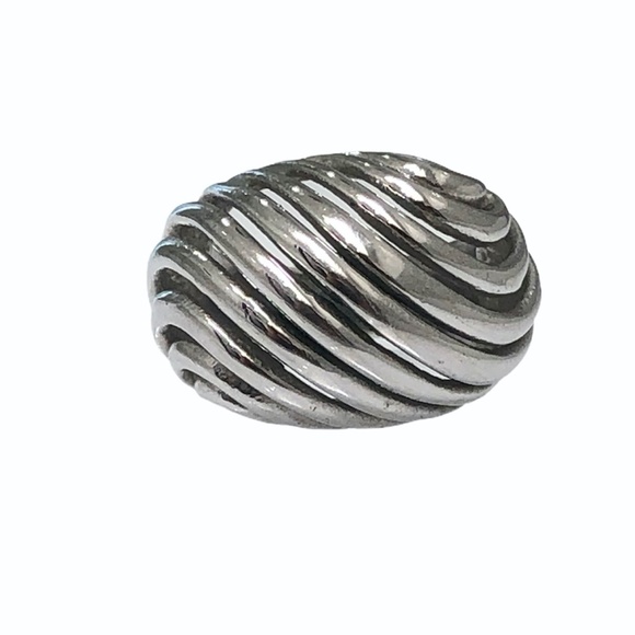 VINTAGE 18KHGE SILVER DOME RING SIZE 6 - Picture 8 of 14